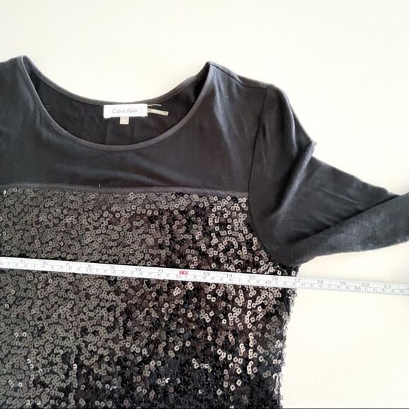 Calvin Klein // sequin top // Size Medium // 3/4 length sleeves // EUC - Picture 3 of 6